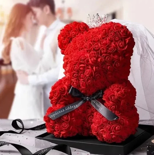 Ourson en roses éternelles