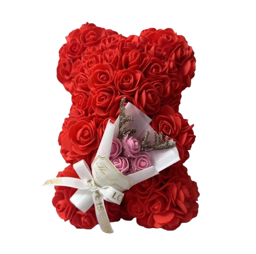 Ourson bouquet en roses éternelles