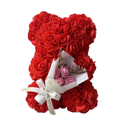 Ourson bouquet en roses éternelles